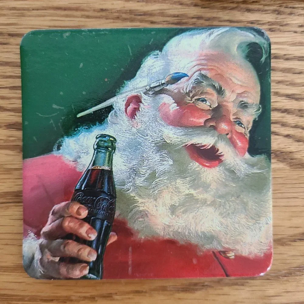 Vintage Coca Cola Coke Old Fashioned Santa Cork Coasters Set of Three